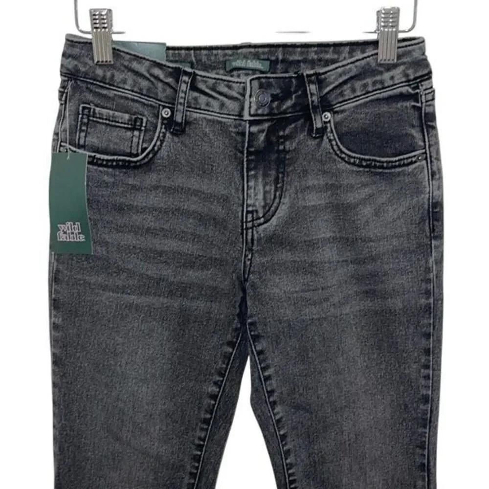 Wild Fable Womens Low Rise High Stretch Whiskered Flare Jeans Vintage Black Size